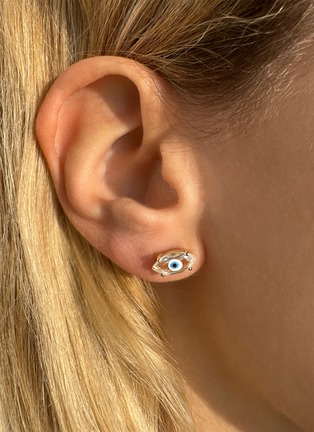 Detail View - Click To Enlarge - BEA BONGIASCA - Big Eye 9K Gold Enamel Crystal Single Earring