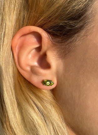Detail View - Click To Enlarge - BEA BONGIASCA - Big Eye 9K Gold Enamel Peridot Single Earring