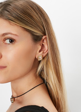 Detail View - Click To Enlarge - BEA BONGIASCA - 9K Gold Crystal Stud Earrings