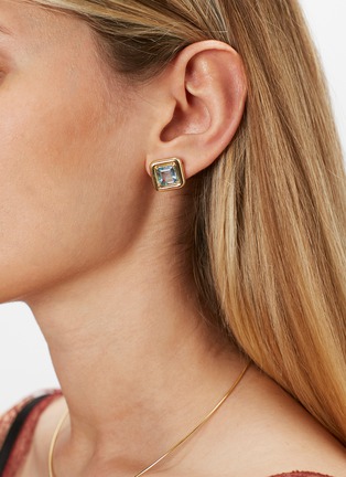 Detail View - Click To Enlarge - BEA BONGIASCA - 9K Gold Topaz Stud Earrings