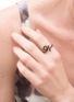 Detail View - Click To Enlarge - BEA BONGIASCA - Baby Vine Heart 9K Gold Sterling Silver Enamel Crystal Ring — EU 50