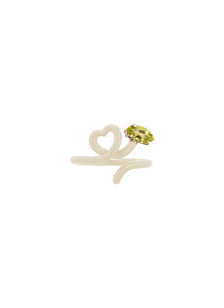 Main View - Click To Enlarge - BEA BONGIASCA - Baby Vine Heart 9K Gold Sterling Silver Enamel Peridot Ring — EU 56