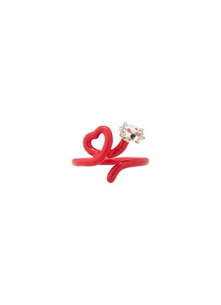 Main View - Click To Enlarge - BEA BONGIASCA - Baby Vine Heart 9K Gold Sterling Silver Enamel Crystal Ring — EU 52