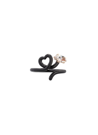 Main View - Click To Enlarge - BEA BONGIASCA - Baby Vine Heart 9K Gold Sterling Silver Enamel Crystal Ring — EU 48