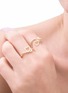 Detail View - Click To Enlarge - BEA BONGIASCA - Double Heart 9K Gold Enamel Ring — EU 54