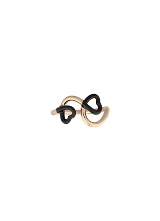 Main View - Click To Enlarge - BEA BONGIASCA - Double Heart 9K Gold Enamel Ring — EU 54