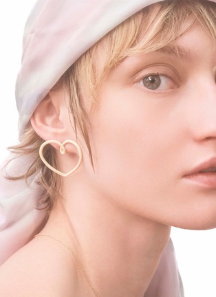 Detail View - Click To Enlarge - BEA BONGIASCA - Big Heart 9K Gold Sterling Silver Enamel Earrings