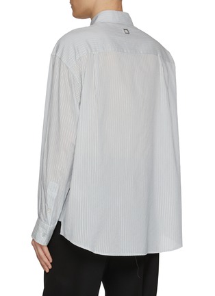 Back View - Click To Enlarge - WOOYOUNGMI - Logo Embroidered Striped Shirt