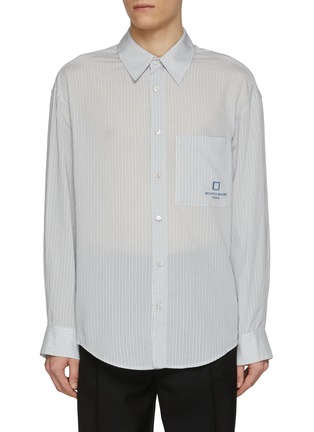 Main View - Click To Enlarge - WOOYOUNGMI - Logo Embroidered Striped Shirt