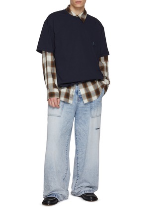 Figure View - Click To Enlarge - WOOYOUNGMI - Leather Logo Cotton T-Shirt