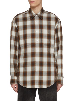 Main View - Click To Enlarge - WOOYOUNGMI - Checkered WYM Pin Pocket Cotton Shirt