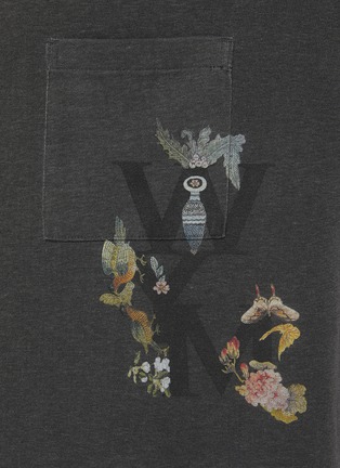 - WOOYOUNGMI - Vertical Floral Logo Print Cotton T-Shirt