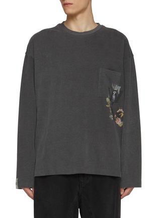 Main View - Click To Enlarge - WOOYOUNGMI - Vertical Floral Logo Print Cotton T-Shirt