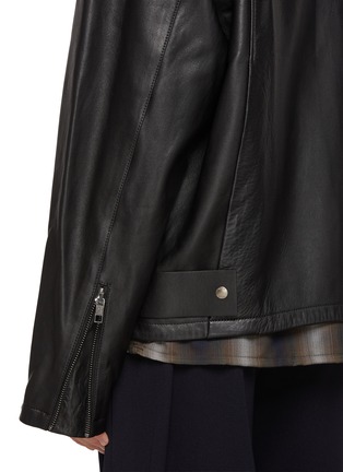  - WOOYOUNGMI - Flannel Hem Leather Shirt Jacket