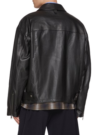 Back View - Click To Enlarge - WOOYOUNGMI - Flannel Hem Leather Shirt Jacket