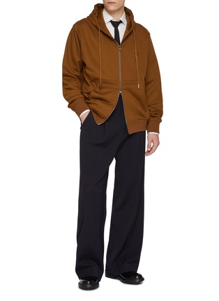 Figure View - Click To Enlarge - WOOYOUNGMI - Logo Zip Up Cotton Hooded Jacket