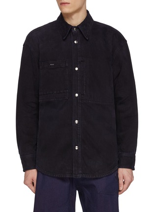 Main View - Click To Enlarge - WOOYOUNGMI - Dark Wash Layered Pocket Denim Shirt