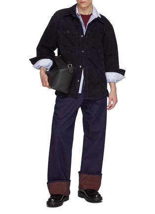 Figure View - Click To Enlarge - WOOYOUNGMI - Dark Wash Layered Pocket Denim Shirt
