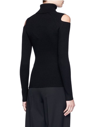 Back View - Click To Enlarge - THEORY - 'Jemless' cold shoulder turtleneck sweater