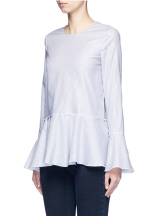 Front View - Click To Enlarge - THEORY - 'Lexanda' bell sleeve stripe cotton peplum top