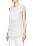 Front View - Click To Enlarge - THEORY - 'Bahliee' satin bib sleeveless silk top