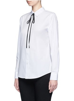 Front View - Click To Enlarge - THEORY - 'Anesha' ribbon neck tie cotton shirt