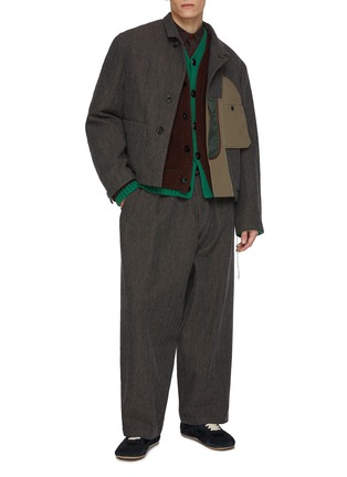 Figure View - Click To Enlarge - KOLOR - Straight Leg Drawstring Wool Blend Pants