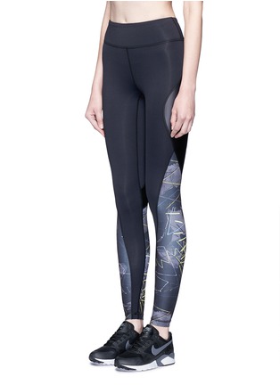 Front View - Click To Enlarge - ALALA - 'Edge' Jagged print performance ankle tights