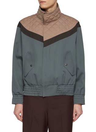 Main View - Click To Enlarge - KOLOR - High Neck Quilted Panel Wool Jacket