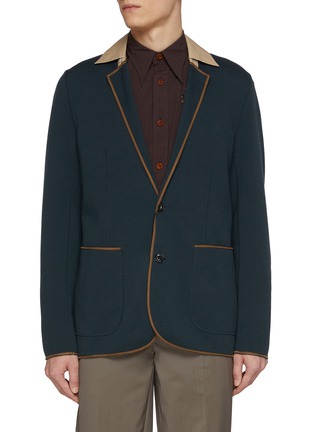 Main View - Click To Enlarge - KOLOR - Single Breasted Contrast Collar Wool Blazer