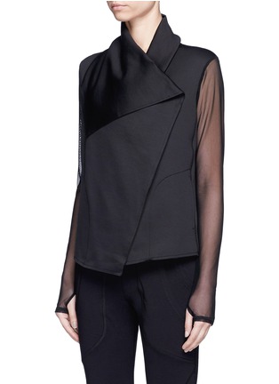 Front View - Click To Enlarge - ALALA - 'Sophisticate' mesh sleeve scuba jersey jacket