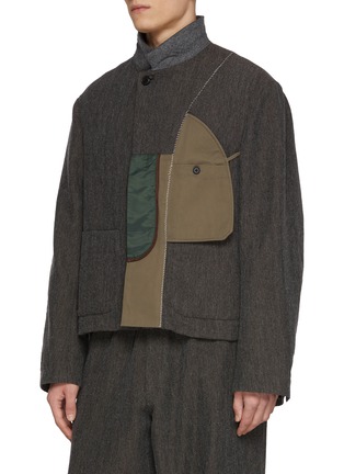 Detail View - Click To Enlarge - KOLOR - Inside Out Panel Back Strap Wool Blend Jacket