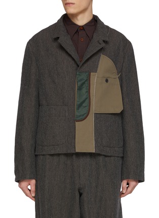 Main View - Click To Enlarge - KOLOR - Inside Out Panel Back Strap Wool Blend Jacket