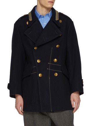 Main View - Click To Enlarge - KOLOR - Double Breasted Wool Blend Coat Jacket