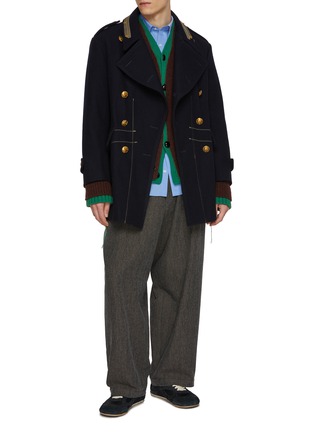 Figure View - Click To Enlarge - KOLOR - Double Breasted Wool Blend Coat Jacket