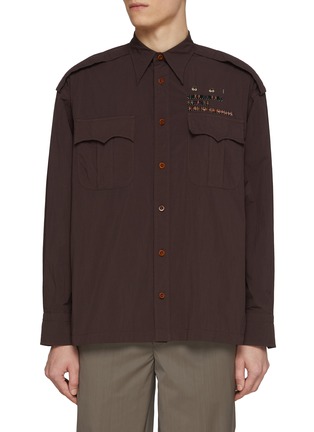 Main View - Click To Enlarge - KOLOR - Ribbon Embellished Pocket Shirt