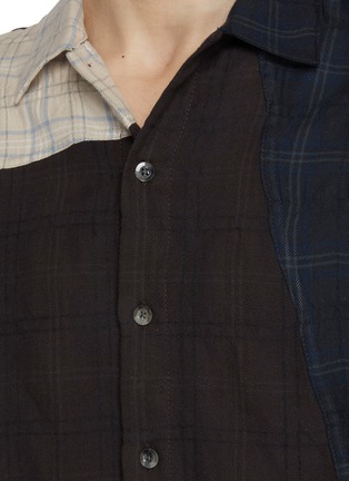  - SONG FOR THE MUTE - Oversized Chequered Panel Cotton Wool Shirt