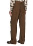 Back View - Click To Enlarge - SONG FOR THE MUTE - Pleated Flower Embroidered Cotton Wool Chambre Gabardine Pants