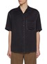Main View - Click To Enlarge - SONG FOR THE MUTE - Oversized Contrast Stitch Peach Cupro Shirt