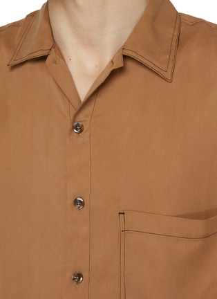  - SONG FOR THE MUTE - Oversized Contrast Stitch Peach Cupro Shirt