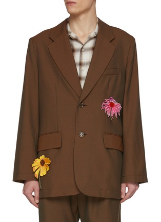 Main View - Click To Enlarge - SONG FOR THE MUTE - Chabmere  Floral Square Gabardine Blazer