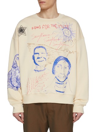 Main View - Click To Enlarge - SONG FOR THE MUTE - Sketchbook Graphic Heavy Terry Cotton Sweater