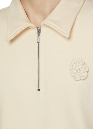  - SONG FOR THE MUTE - Daisy Crochet Quarter Zipped Soft Terry Cotton Pullover