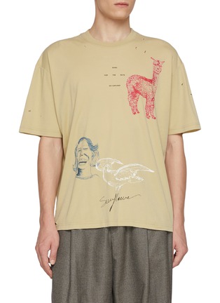Main View - Click To Enlarge - SONG FOR THE MUTE - Oversized Sketchbook Print Cotton T-Shirt