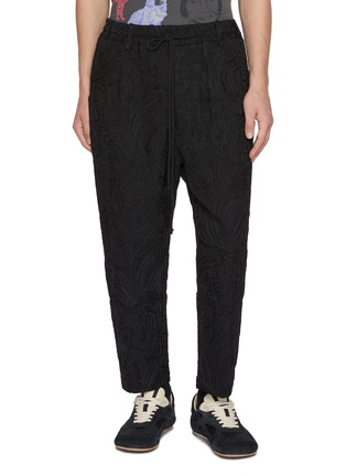 Main View - Click To Enlarge - SONG FOR THE MUTE - Antique Straw Embroidered Lounge Pants