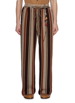 Main View - Click To Enlarge - SONG FOR THE MUTE - Nomad Crochet Striped Lounge Pant