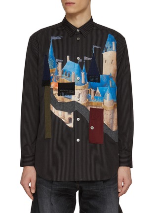Main View - Click To Enlarge - KHOKI - Striped Appliqué Cotton Shirt