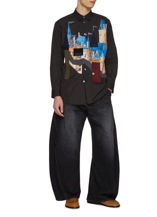 Figure View - Click To Enlarge - KHOKI - Striped Appliqué Cotton Shirt