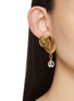 Front View - Click To Enlarge - GOOSSENS - Balade Leaf 24K Gold Plated Natural Crystal Clip Earrings