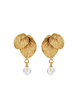 Main View - Click To Enlarge - GOOSSENS - Balade Leaf 24K Gold Plated Natural Crystal Clip Earrings